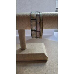 Vintage Brass with Mother of Pearl inlayed set of three bangles